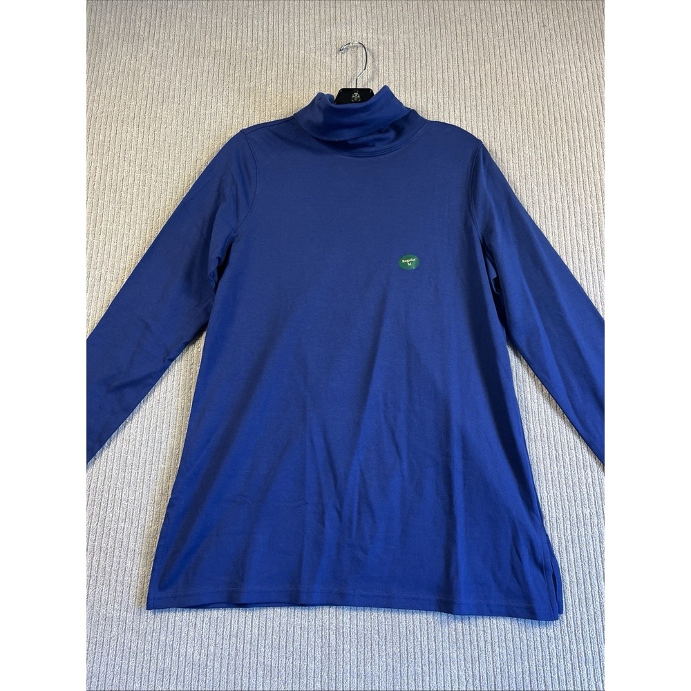 LL Bean Turtleneck Tunic Top Women's M Royal Colbalt Blue Long Sleeve Cotton NWT